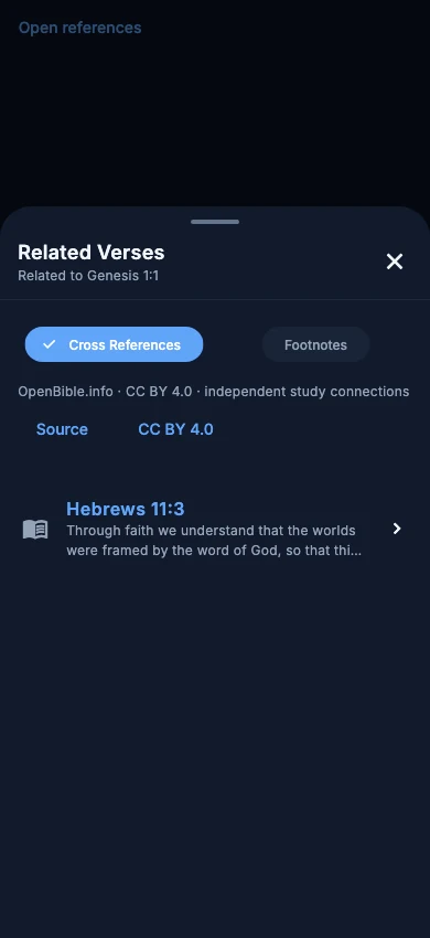 Related Verses exploration in dark mode