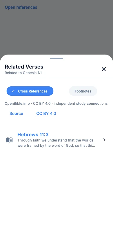 Related Verses exploration inside the Bible reader